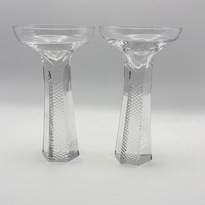 Pr of VTG Ceska Crystal Hexagon Stem Cocktail Glasses
